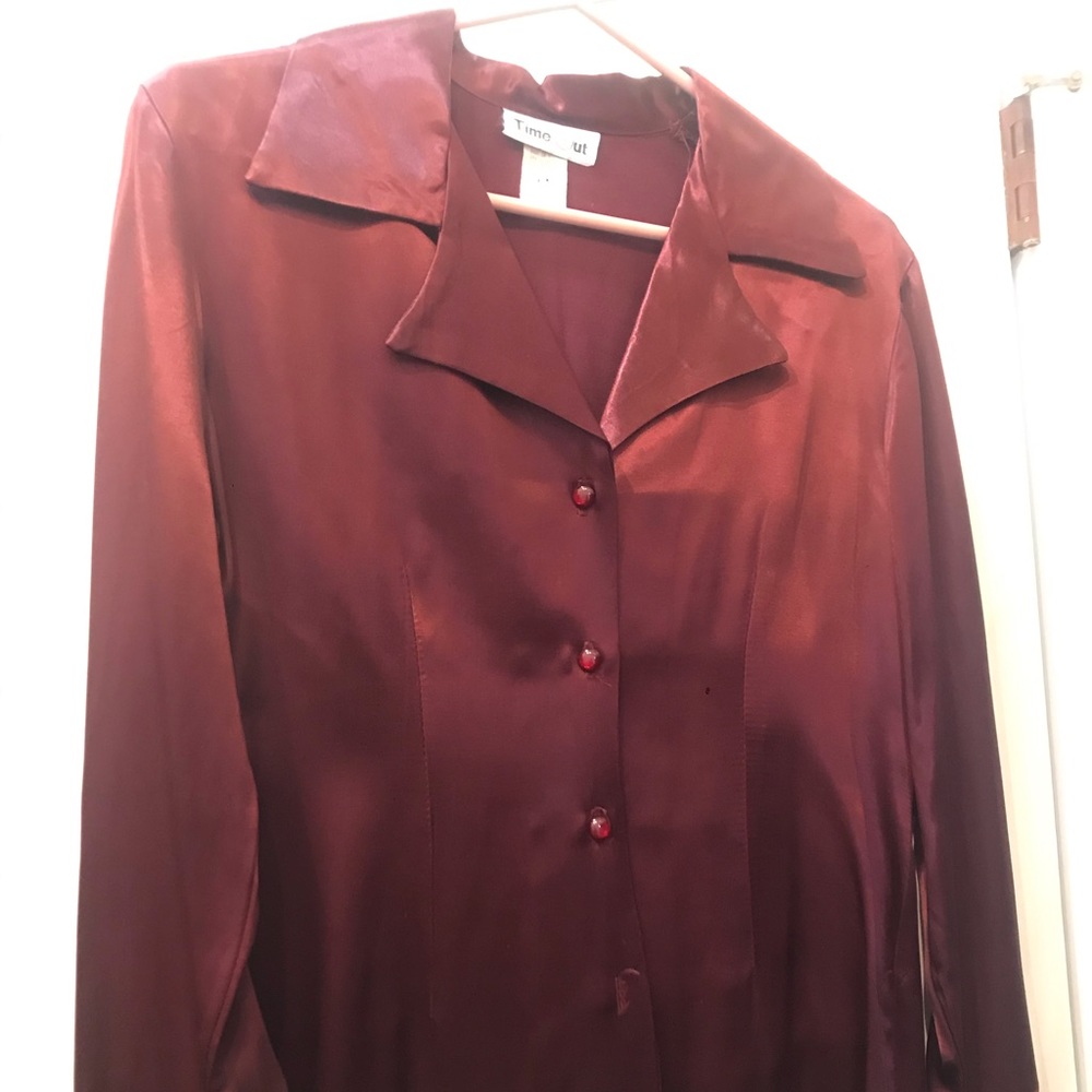 Burgundy button down blouse